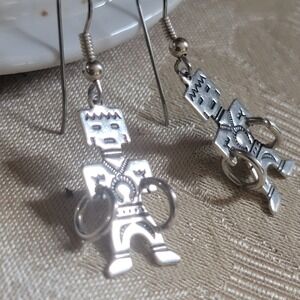 Hoop Dancer Kachina, Katsina Sterling Silver Dangle Earrings Navajo Southwestern